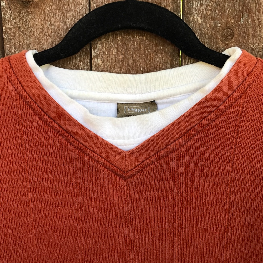 Mens top burnt orange sweater XL haggar fall shirt - Picture 3 of 7